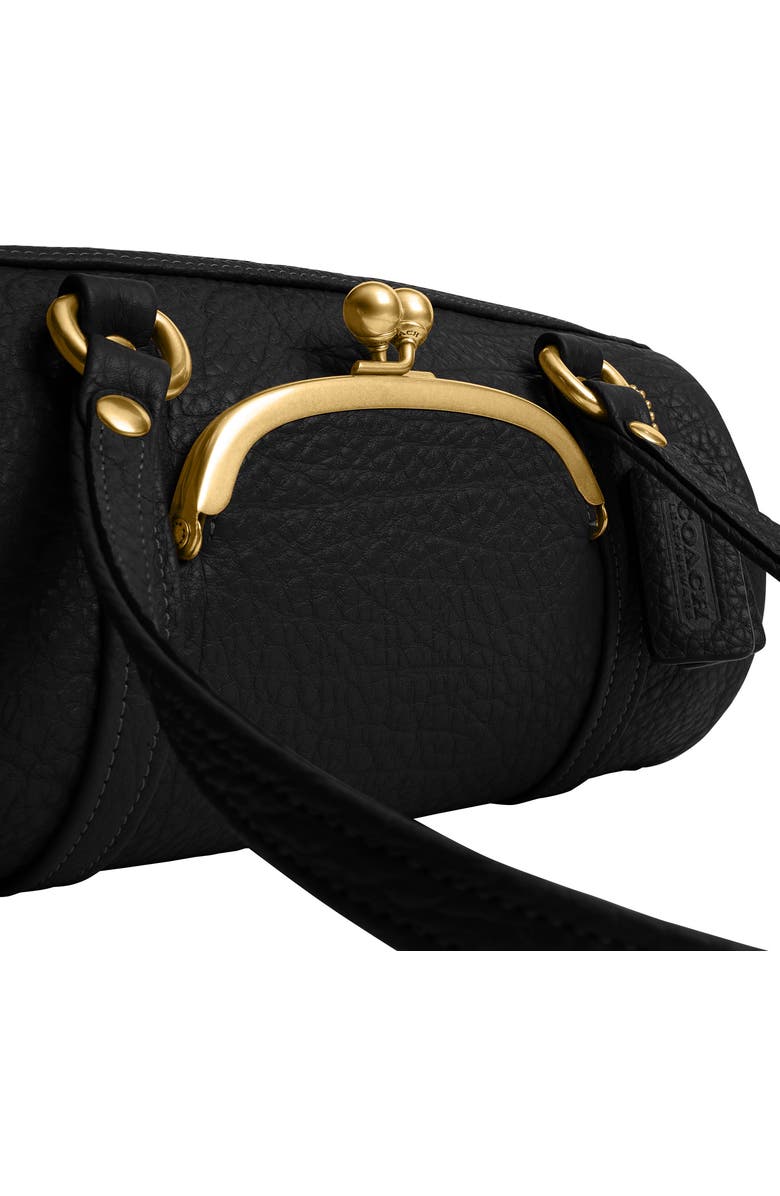 COACH Kisslock 28 Leather Barrel Bag, Alternate, color,
