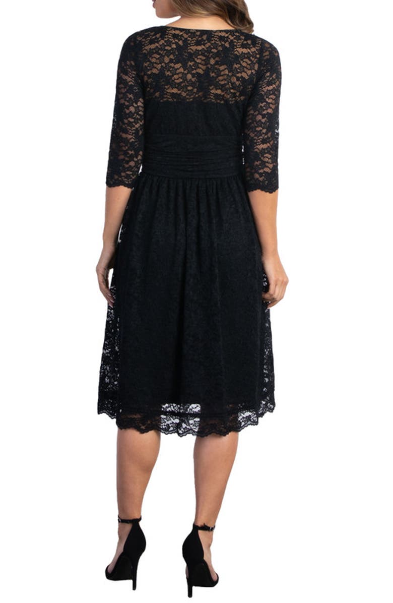 Kiyonna Luna Lace Cocktail Dress, Alternate, color, Onyx