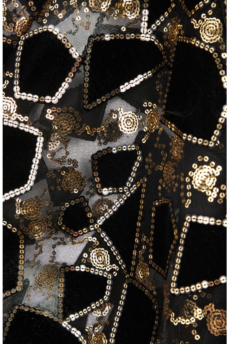 Sequin Velvet Cape, Alternate, color, BLACK
