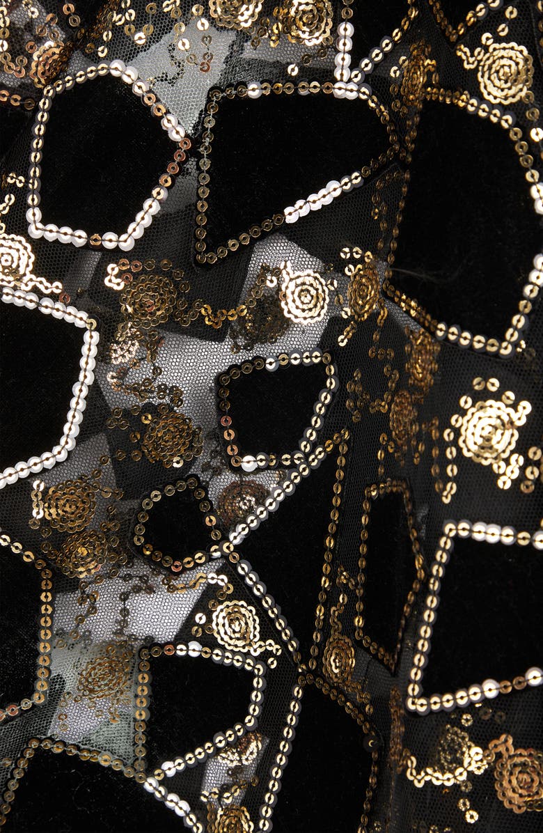 SAACHI Sequin Velvet Cape, Alternate, color, Black