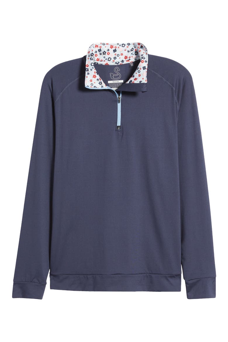 Leo Floral Contrast Quarter Zip Golf Pullover, Alternate, color, NAVY
