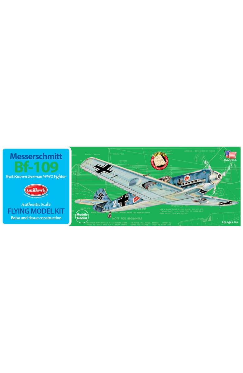Guillow's Flying Model Kit, Messerschmitt Bf-109, Diy Airplane Building Kit, Main, color, Multicolored