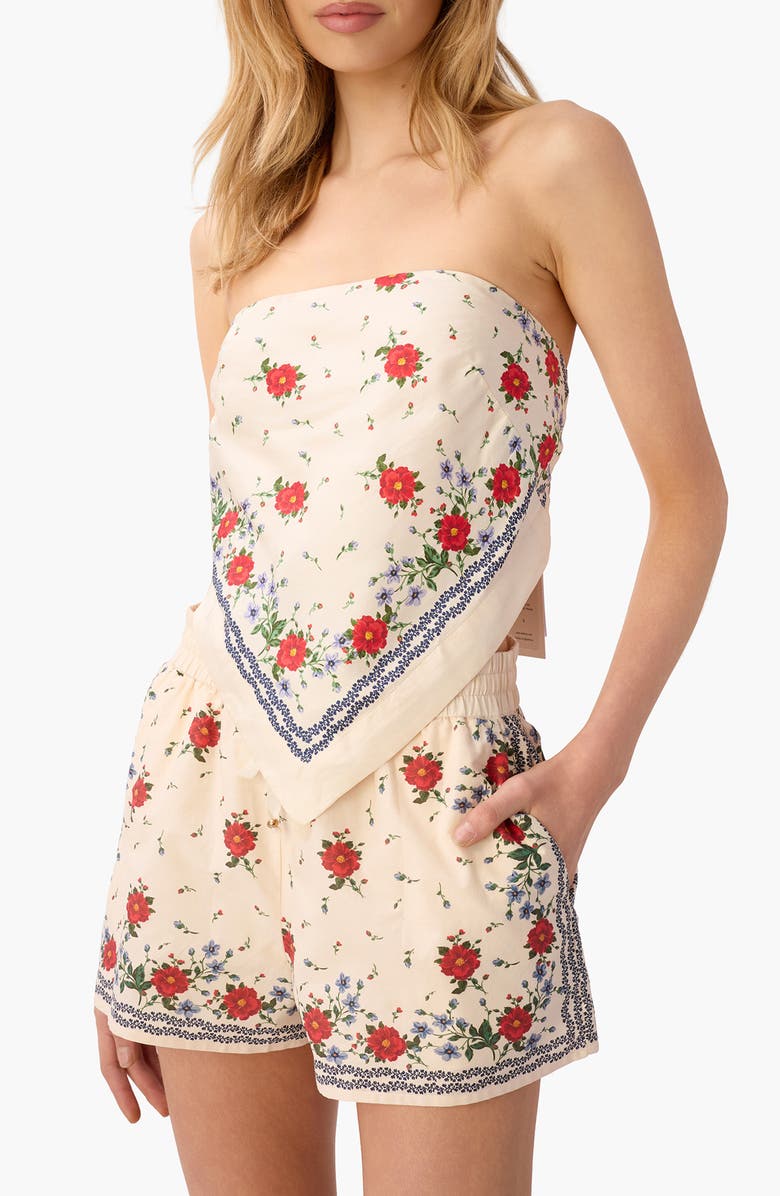 CAMI NYC Juli Strapless Tie Back Silk Scarf Top, Alternate, color, Heirloom Bandana