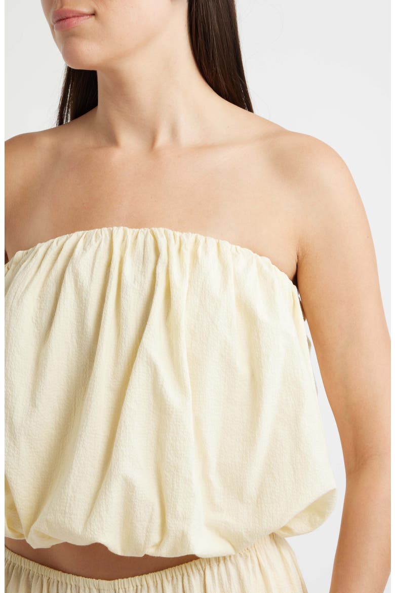 Camila Strapless Stretch Cotton Bubble Top, Alternate, color, MILK
