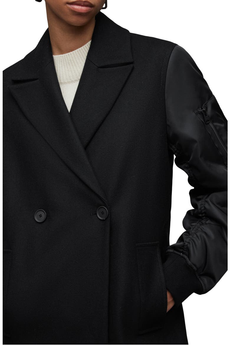 Paulah Wool Blend Longline Coat, Alternate, color, BLACK