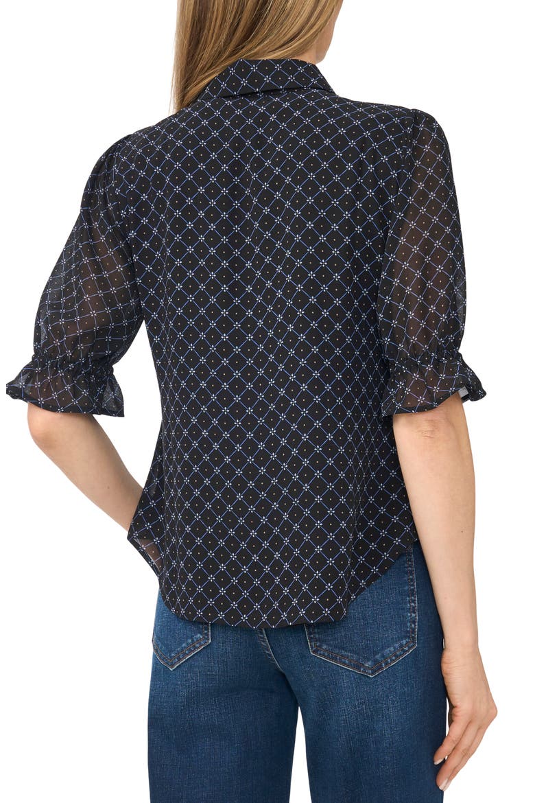 Smocked Cuff Button Down Shirt, Alternate, color, RICH BLACK