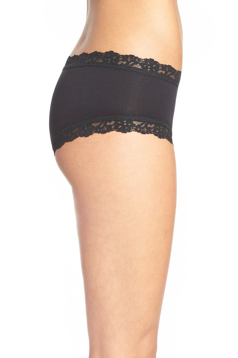 Stretch Supima® Cotton Boyshorts, Alternate, color, BLACK