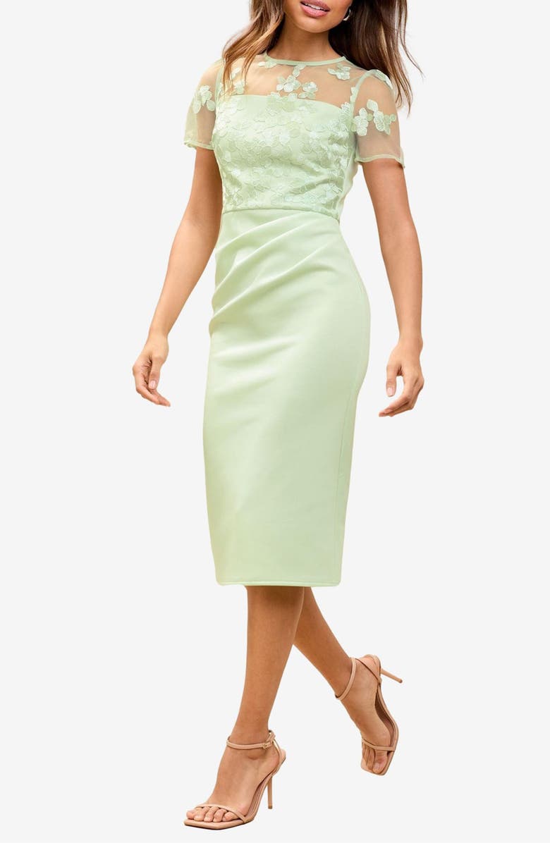 Lipsy Embroidered Sheath Dress, Main, color, Green