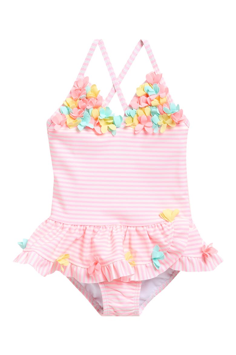 3D Embellished One-Piece Swimsuit, Main, color, PINK