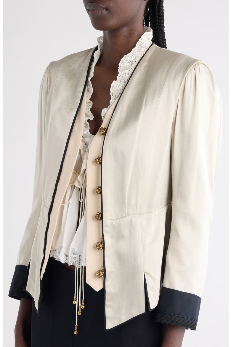 Silk Satin Peplum Jacket, Alternate, color, 095 SILVER CLOUD