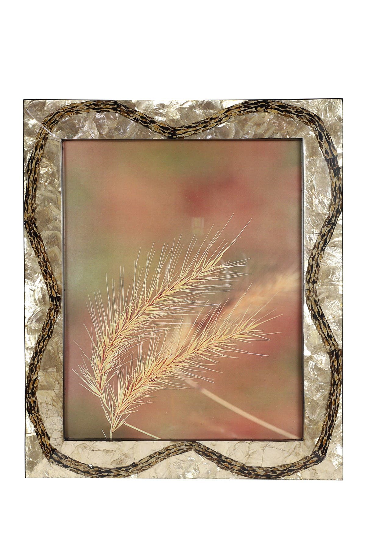 WILLOW ROW Inlaid Vervain & Goldtone Capiz Shell Large Picture Frame