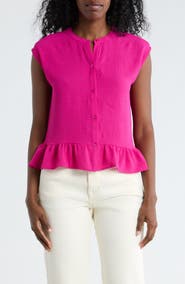 Bobeau Airflow Sleeveless Button-Up Top