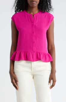 Bobeau Airflow Sleeveless Button-Up Top