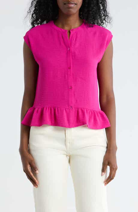 Bobeau Airflow Sleeveless Button-Up Top