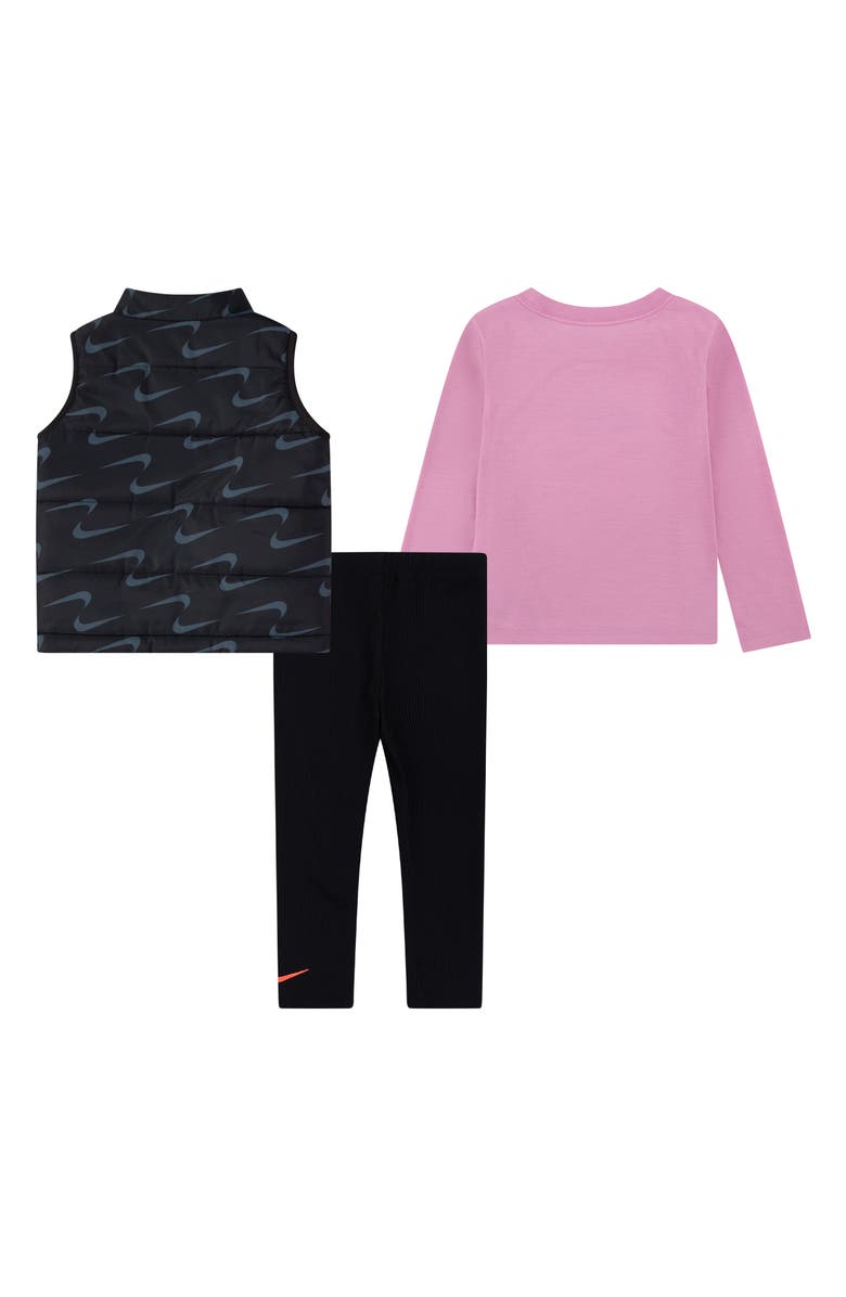 Nike Kids' First Impressions Long-Sleeve T-Shirt, Quilted Vest & Leggings Set, Alternate, color, 023Black