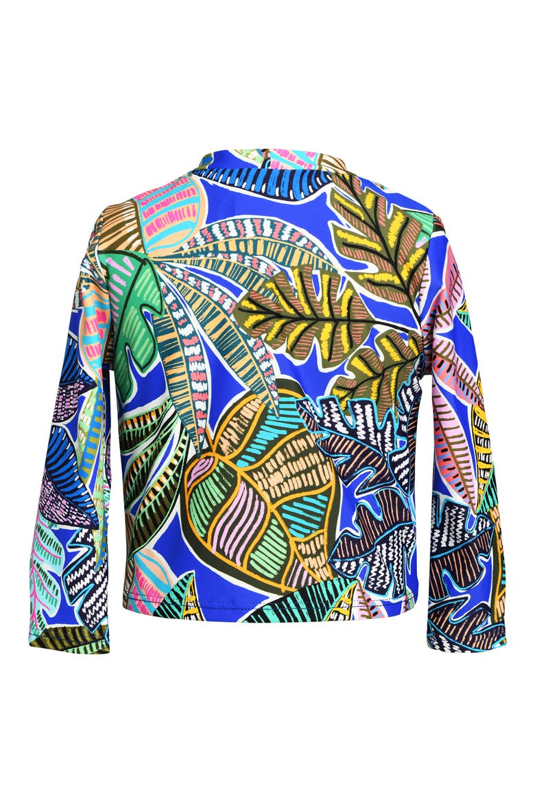 Kids' Neon Long Sleeve Two-Piece Rashguard Swimsuit, Alternate, color, BLUE MULTI