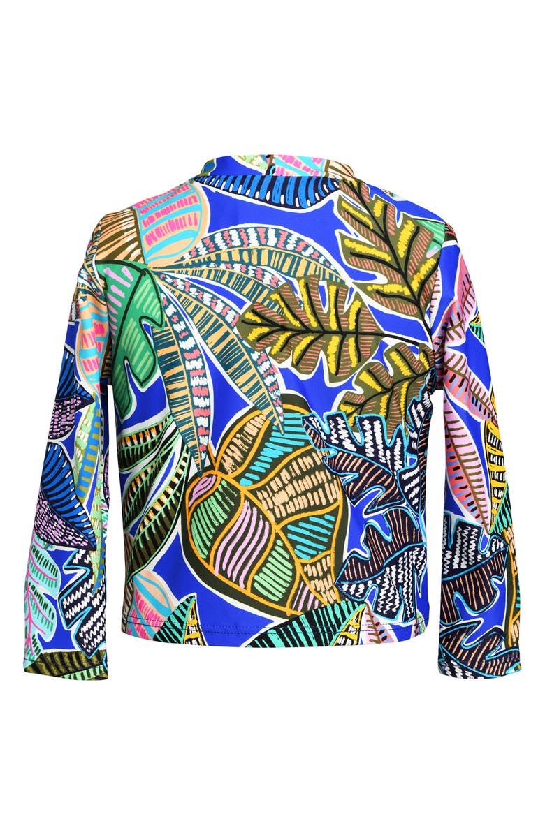 La Blanca Kids' Neon Long Sleeve Two-Piece Rashguard Swimsuit, Alternate, color, Blue Multi