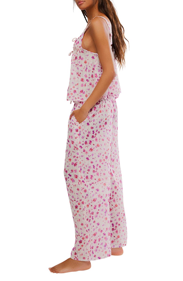 Free People Talk Tonight Floral Camisole Pajamas, Alternate, color, Berry Combo