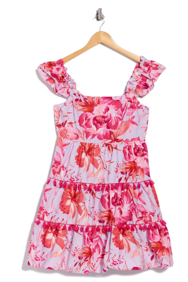 Square Neck Ruffle Dress, Alternate, color, LILAC COMB
