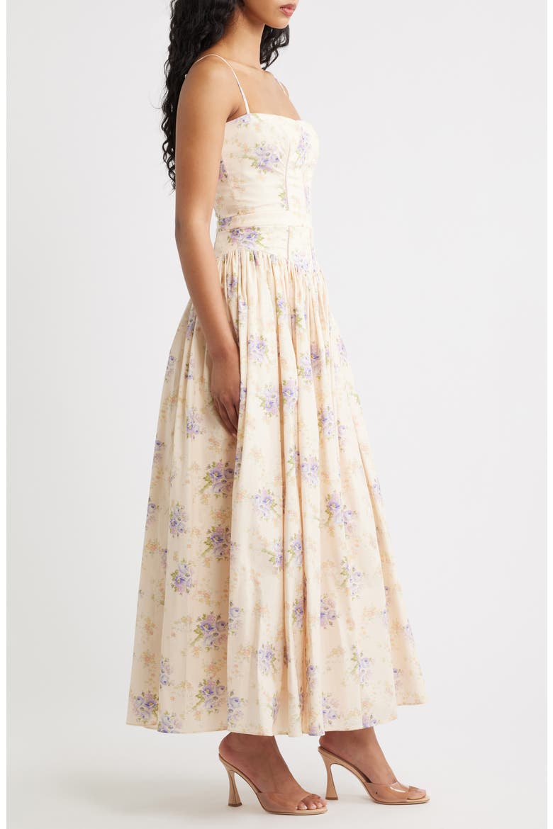Ysabella Floral Stretch Cotton Maxi Sundress, Alternate, color, IVORY SWEET PEONY