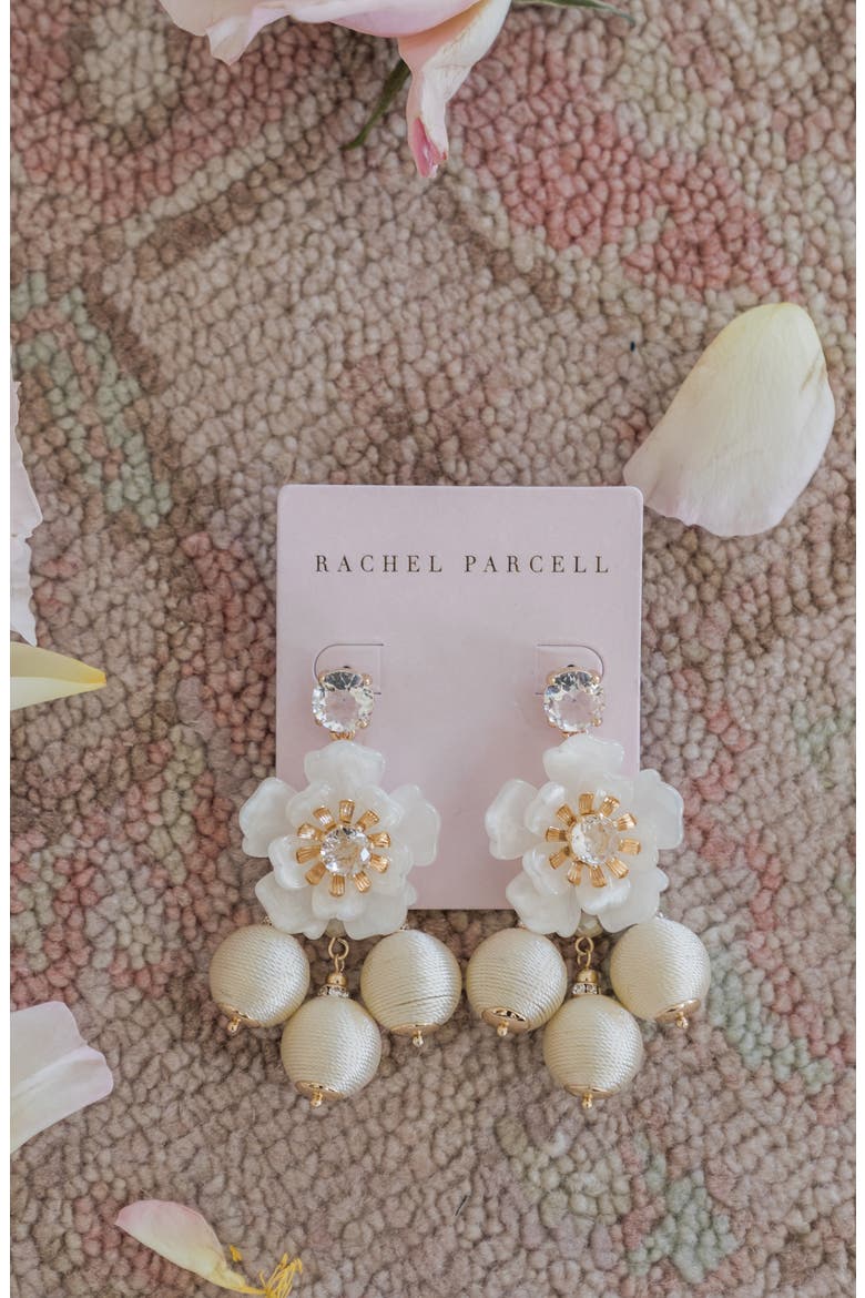 Floral Statement Chandelier Earrings, Alternate, color, IVORY- GOLD