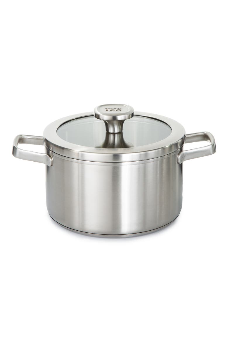 Leo Graphite 3.6-Quart Covered Stockpot, Main, color, GREY