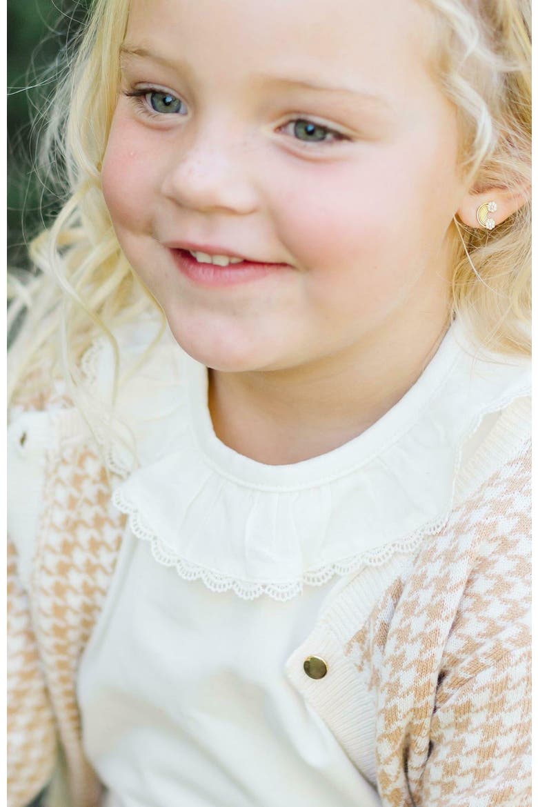Girls' Ruffle Neck Knit Top, Kids, Alternate, color, Soft White