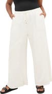 City Chic Holly Wide Leg Linen Blend Drawstring Pants