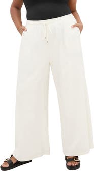 City Chic Holly Wide Leg Linen Blend Drawstring Pants