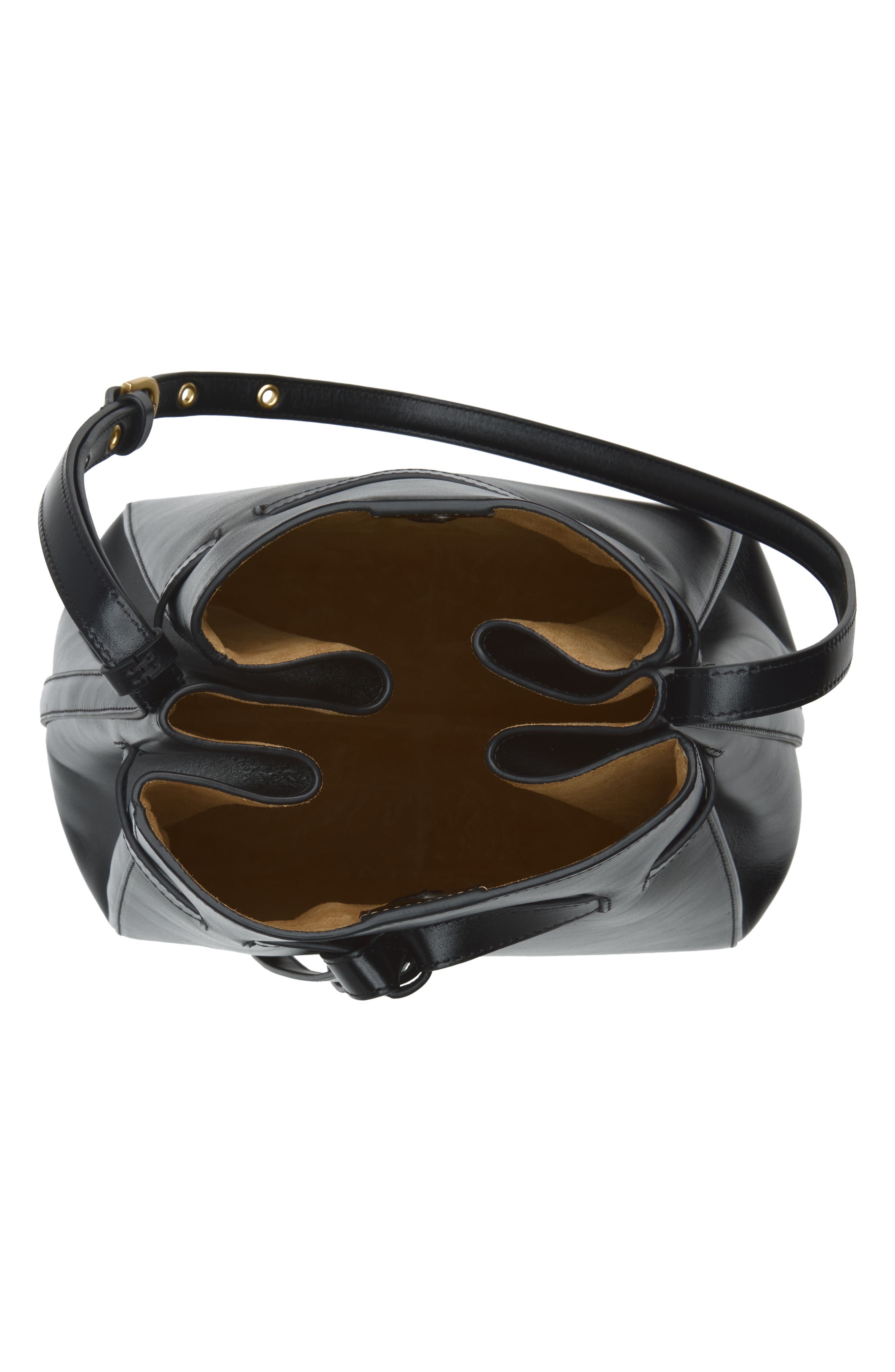 Beatrice Leather Bucket Tote, Alternate, color, BLACK LEATHER