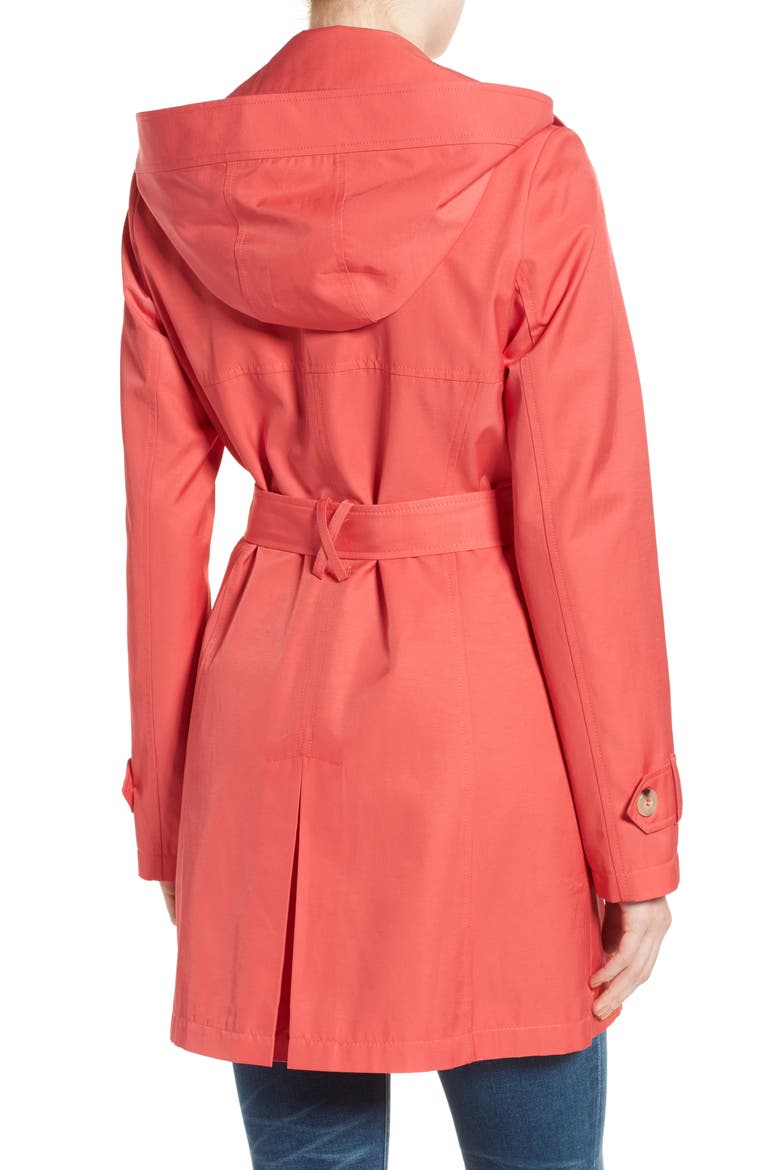 Detachable Hood Trench Coat, Alternate, color, CORAL
