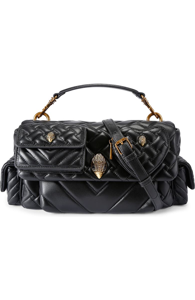 Kurt Geiger London Kensington Multipocket Quilted Leather Shoulder Bag, Main, color, Black