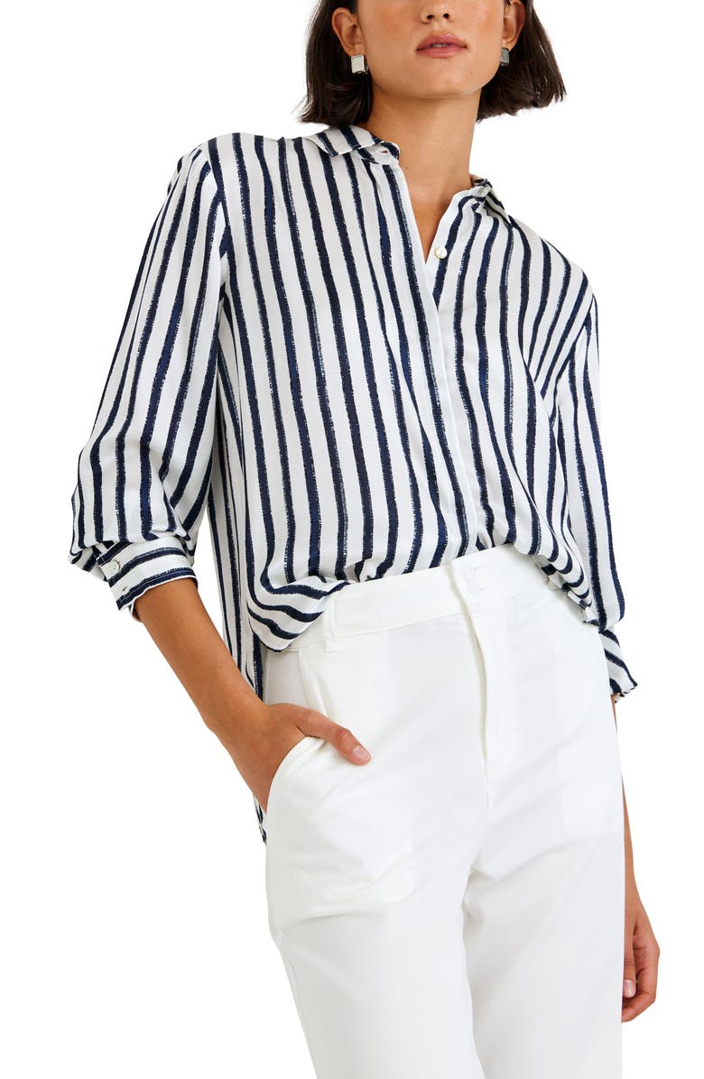 Bella Dahl Stripe Button-Up Shirt, Alternate, color, Indigo Ink