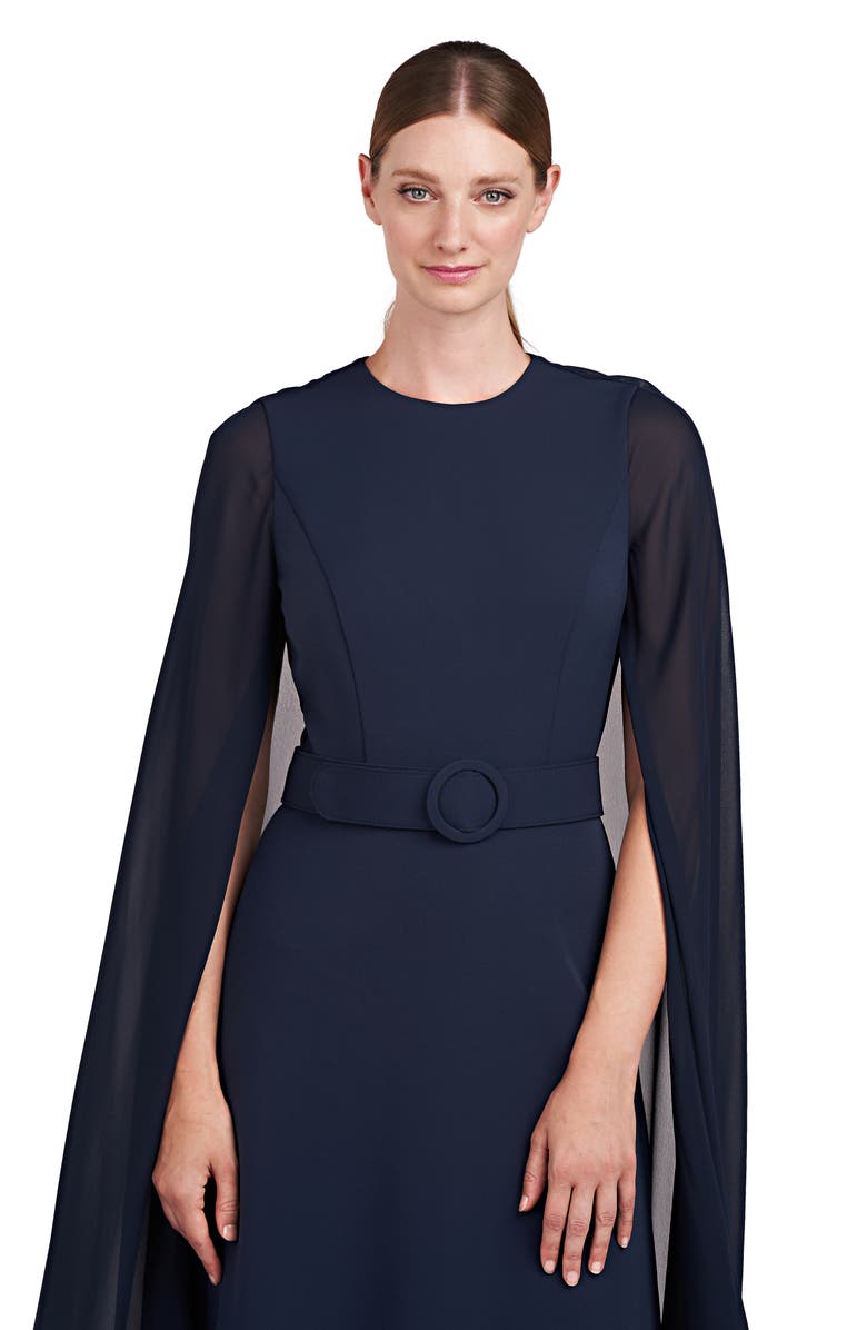Kay Unger Freya Belted Cape Gown, Alternate, color, 