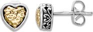 SAMUEL B. 18k Gold and Sterling Silver Hammered Heart Stud Earrings