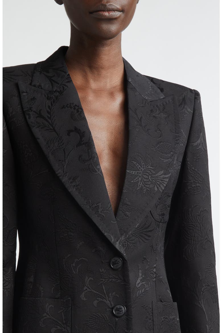 Tonal Floral Paisley Jacquard Jacket, Alternate, color, BLACK