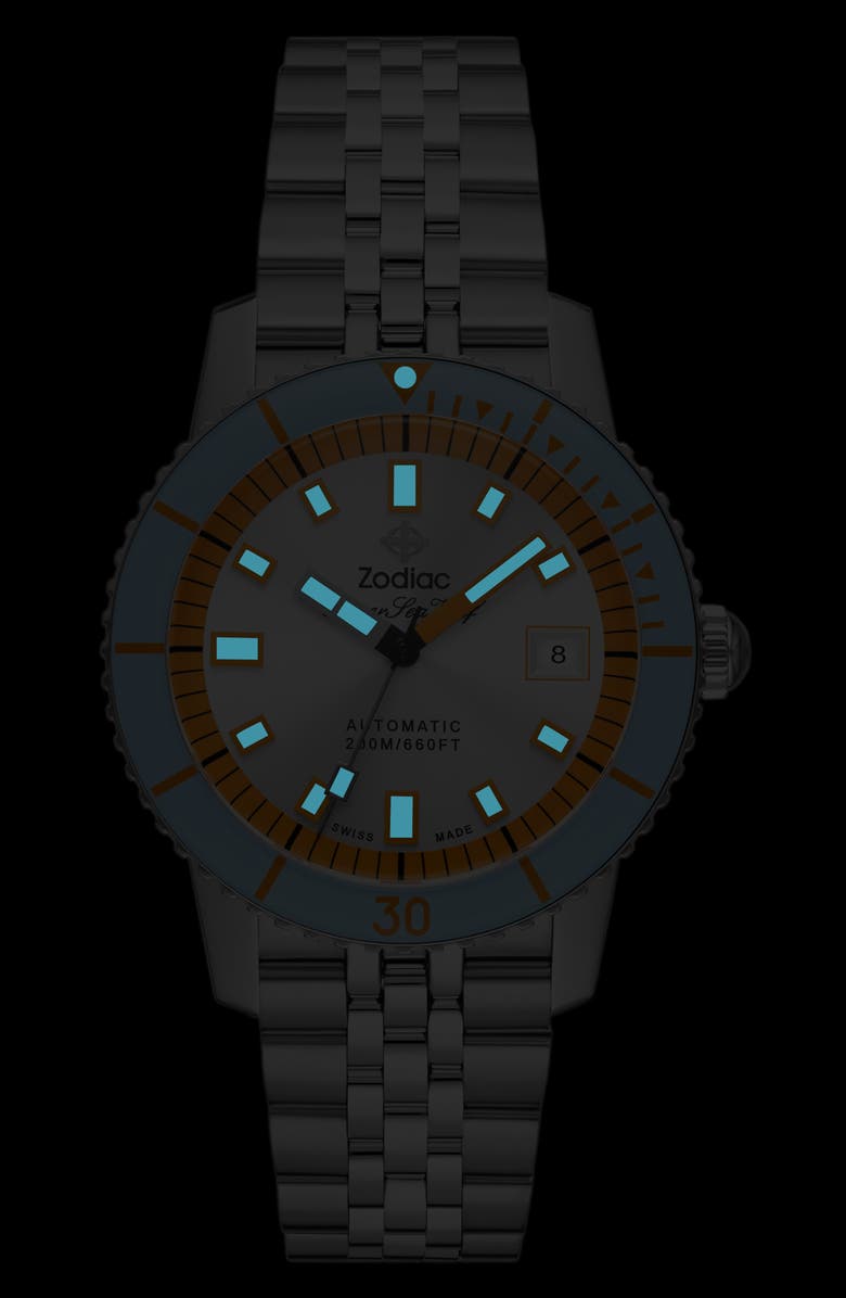 Zodiac Compression Diver Automatic Stainless Steel Watch, 40mm, Alternate, color, Silver