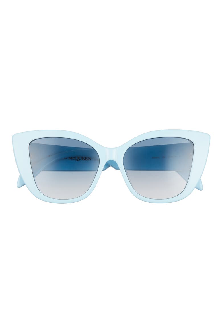 Alexander McQueen 54mm Cat Eye Sunglasses, Main, color, LIGHT-BLUE