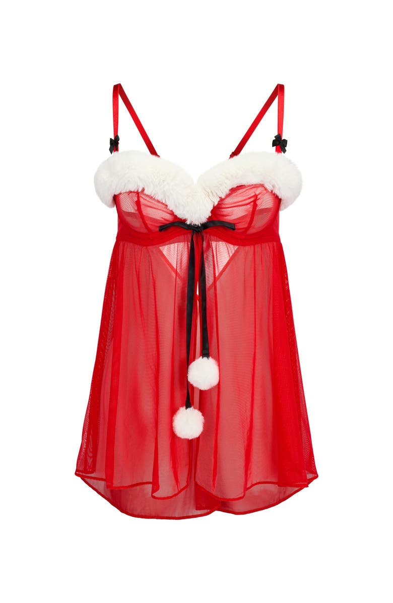 Adore Me Claussine Babydoll Lingerie, Alternate, color, Dark Red