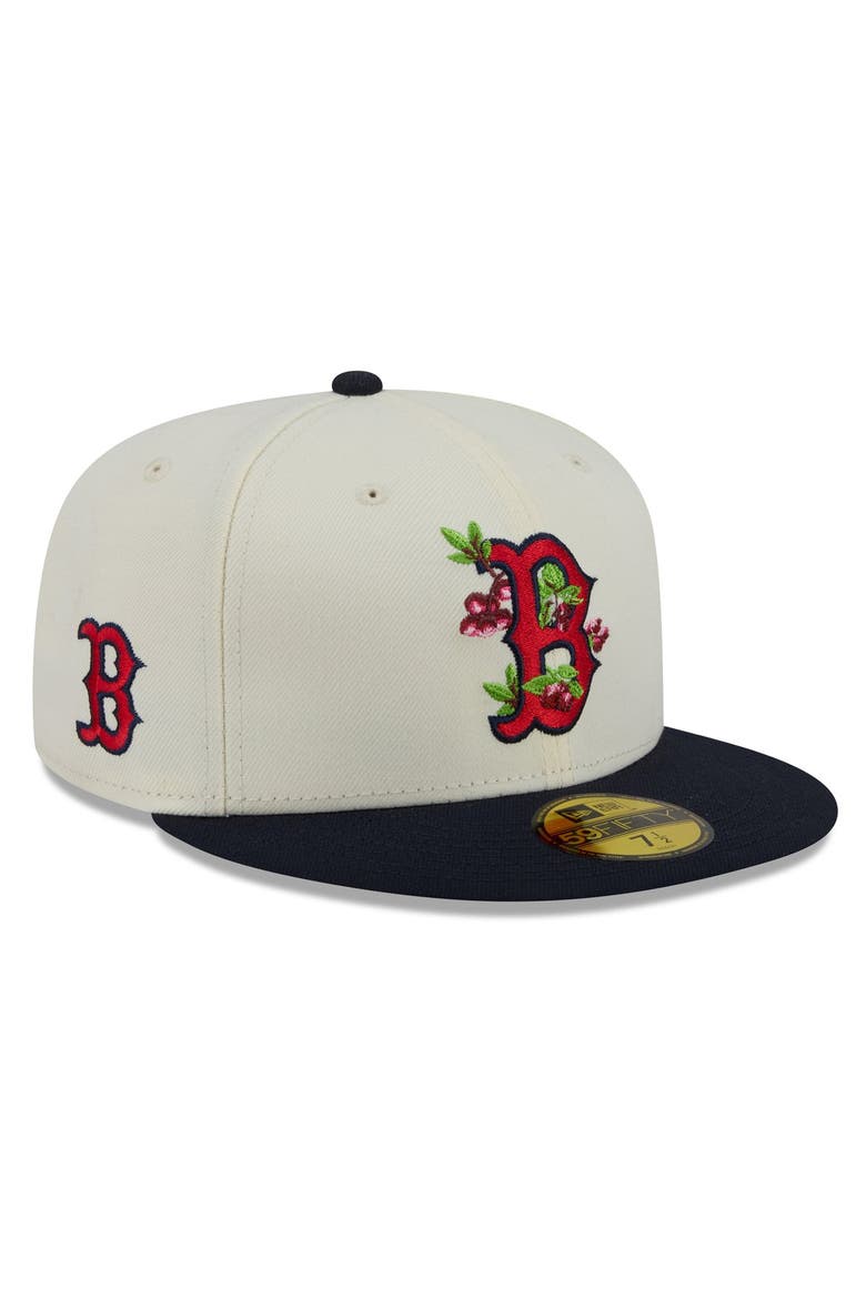 Men's New Era White/Navy Boston Red Sox Blossom 59FIFTY Fitted Hat, Main, color, White