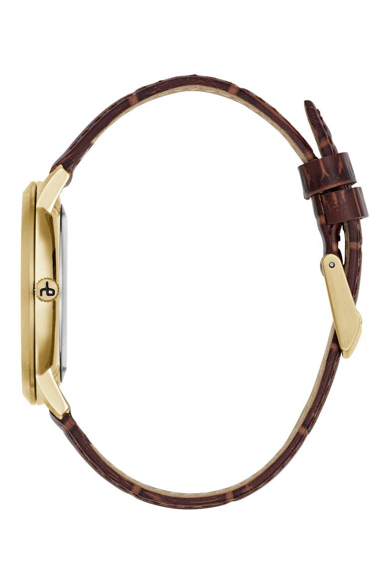 Manston Leather Strap Watch, 40mm, Alternate, color, GOLD-TONE/ BROWN
