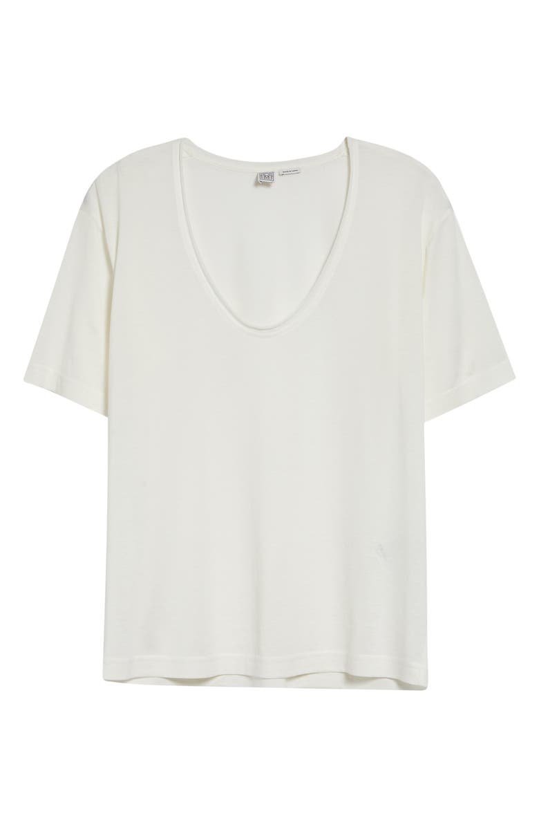 TOTEME Organic Cotton & Silk Scoop Neck T-Shirt, Main, color, Off-White