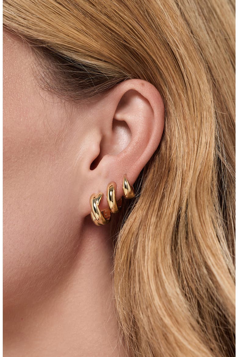 Violet Huggie Hoop Earrings, Alternate, color, GOLD