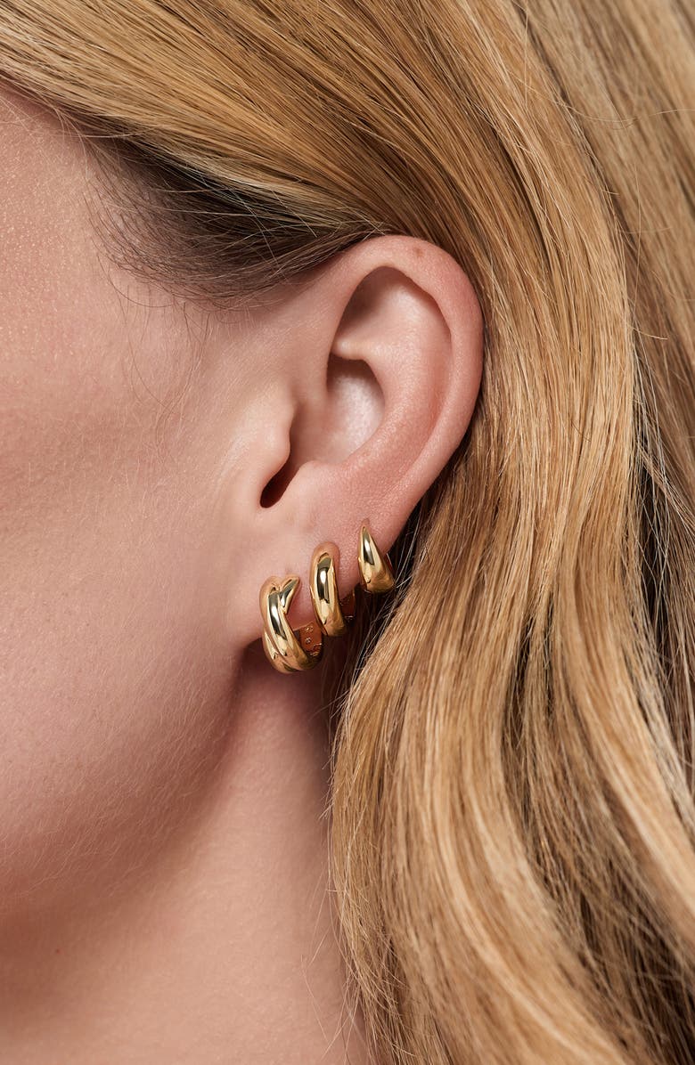 Ana Luisa Violet Huggie Hoop Earrings, Alternate, color, Gold