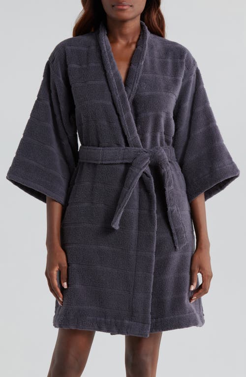 Nordstrom Terry Rib Short Robe in Grey Stonehenge 