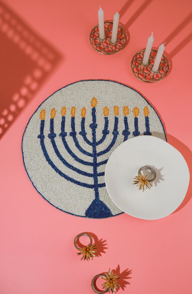 Tiramisu The Chanukah Frost Beaded Placemat, Alternate, color, White