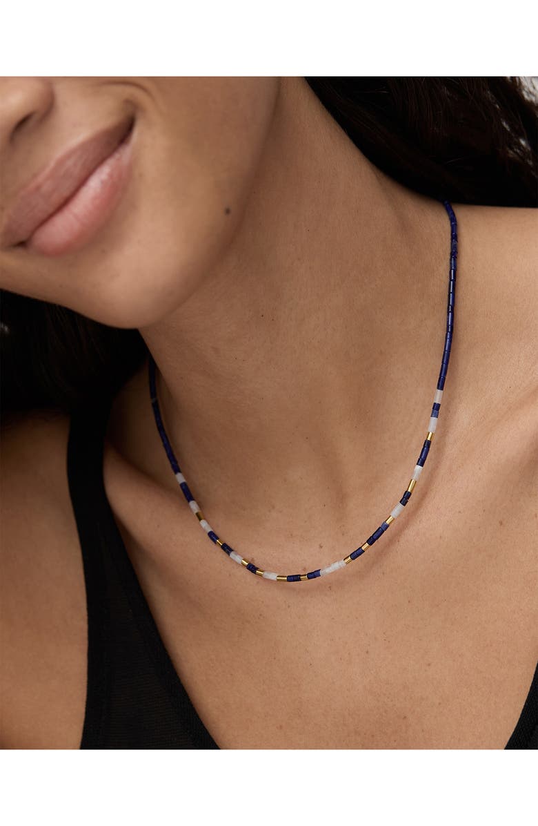 Monica Vinader Delphi Semiprecious Stone & 18K Gold Vermeil Beaded Necklace, Alternate, color, 18K Gold Vermeil / Sodalite