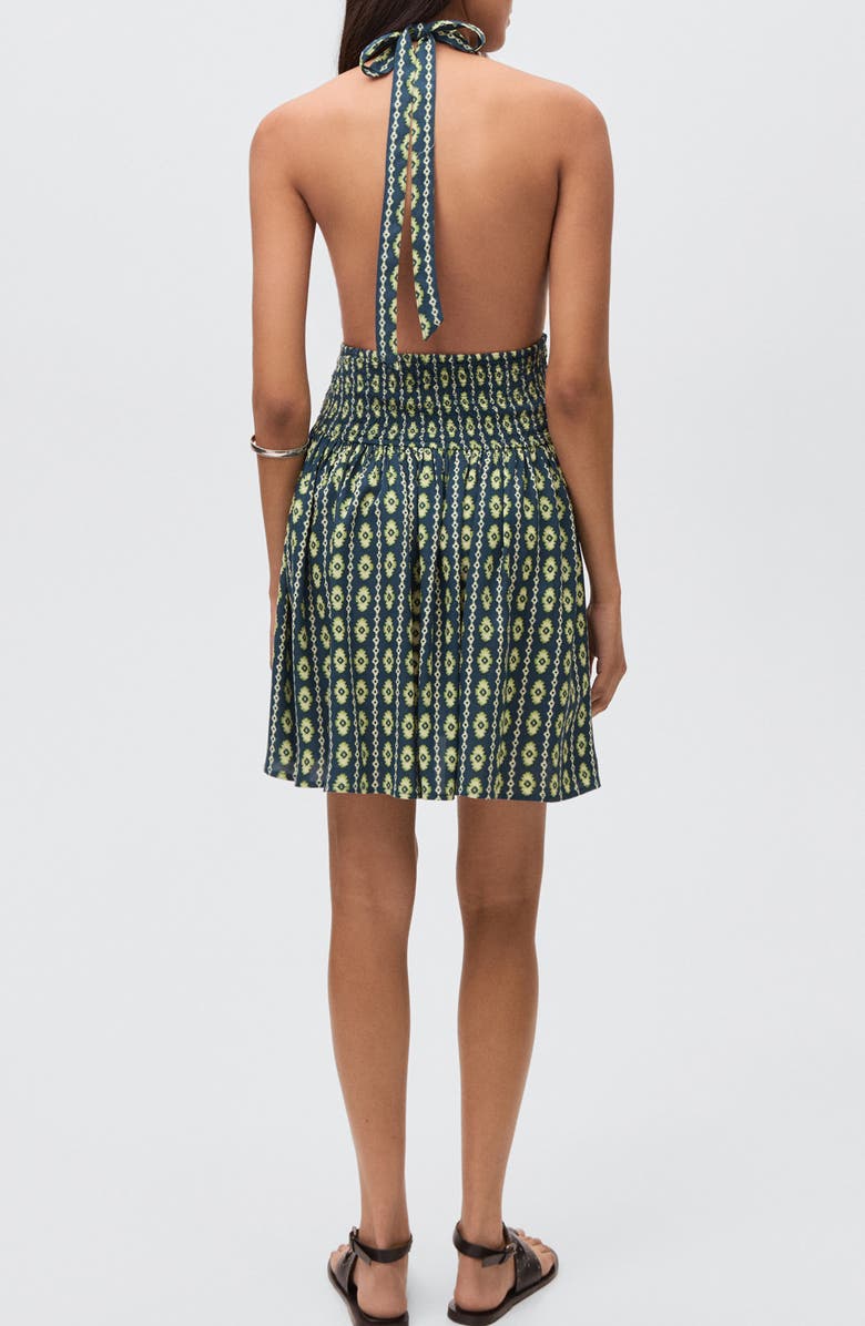 MANGO TEEN Print Halter Dress, Alternate, color, Navy