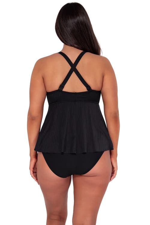 Sunsets Escape Marin Tankini In Black Seagrass Texture
