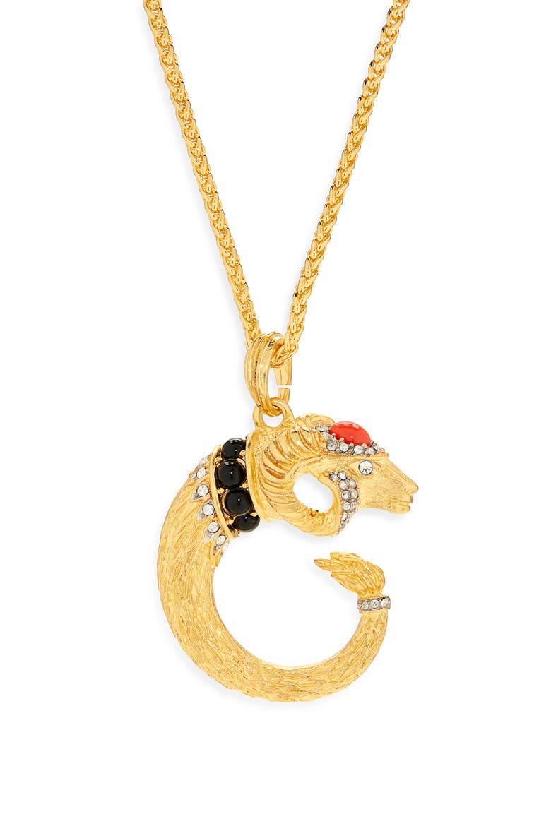 Ram Head Pendant Necklace, Main, color, GOLD
